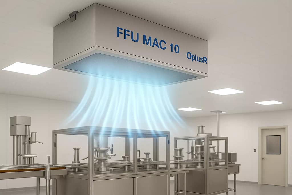 FFU qui souffle sur une machine de l'air ultra filtré