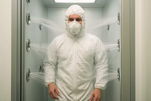 opérateur dans douche à air