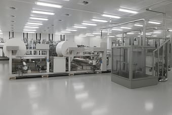 Salle grise industrielle OplusR avec traitement d’air et zone à atmosphère contrôlée