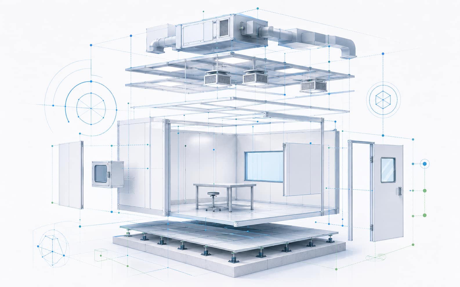 Illustration de conception de salle blanche OplusR