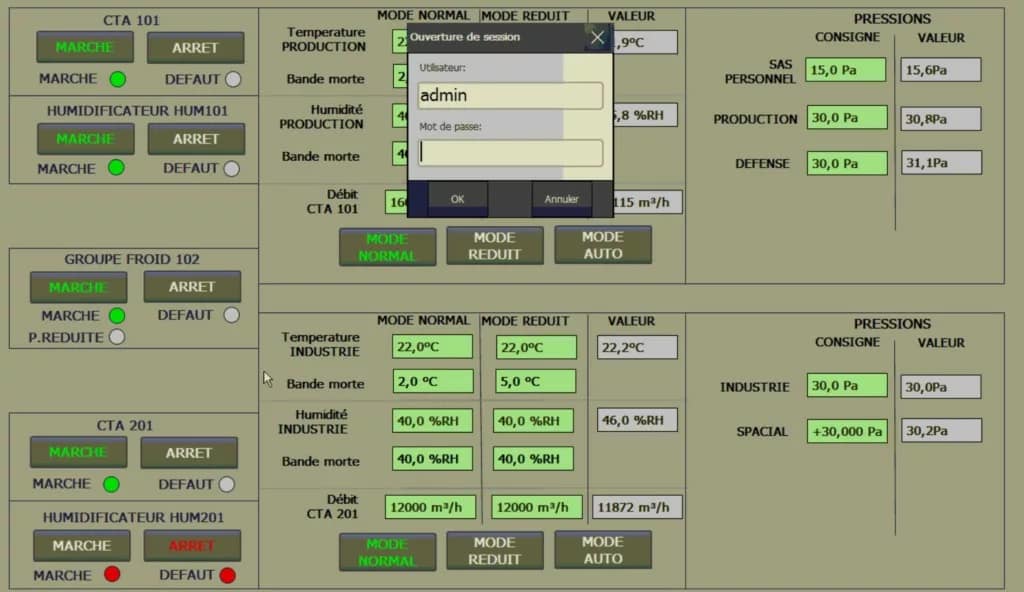 HMI pour contrôle salle blanche